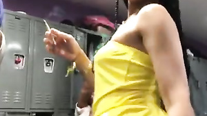 Juicy Big Butt Latina Stripping In The Locker Room