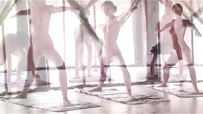 Perfect Body Teenagers Training Yoga In Class Room Voyeur