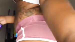 Young Bubble Butt Ebony Chick Teasing On Webcam