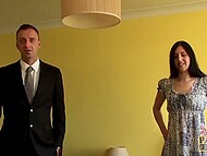 Bimbo British Brunette Dragged Into Unforgettable Hardcore Sex With Tough Guy In Suit