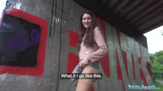 Public Agent   Super Natural And Cute Real European 19yr College Student With Natural Breasts And Red Lingerie Fucked Outside